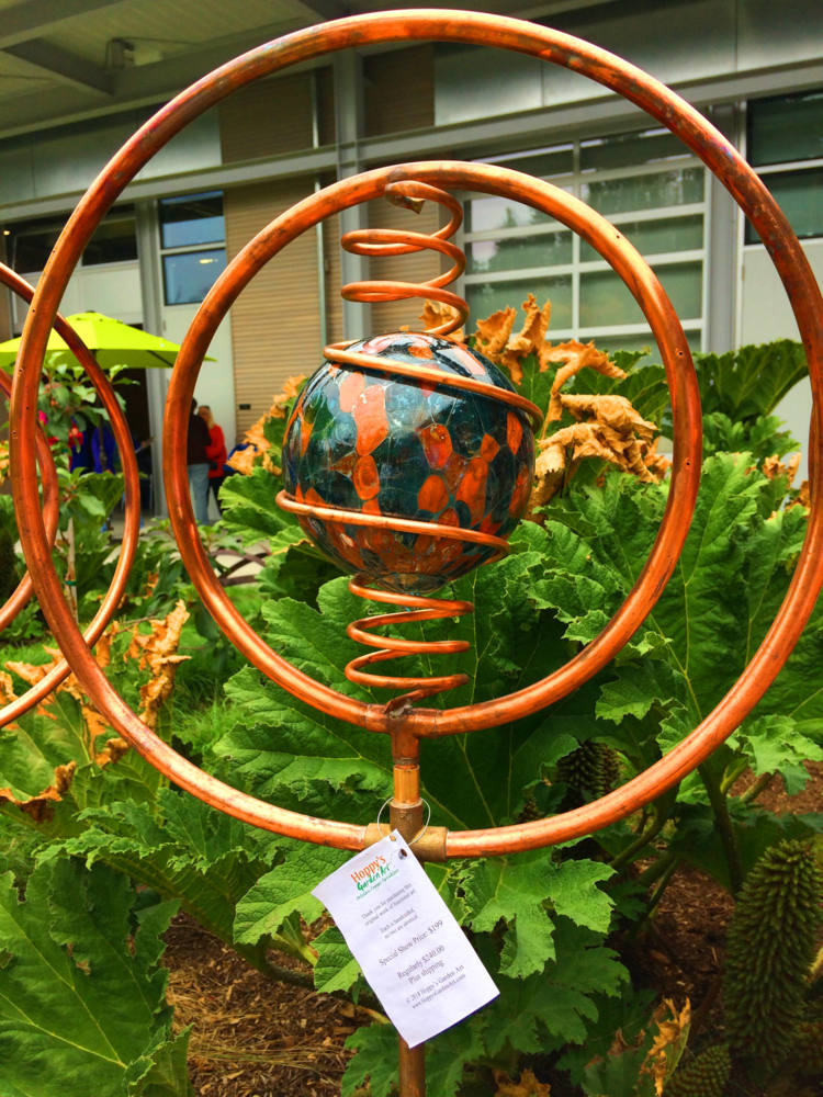 Copper glass ball garden art
